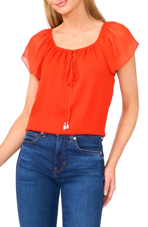 Scoop Neck Flutter Sleeve Top