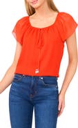 CeCe Scoop Neck Flutter Sleeve Top