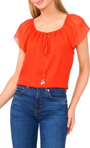 CeCe Scoop Neck Flutter Sleeve Top