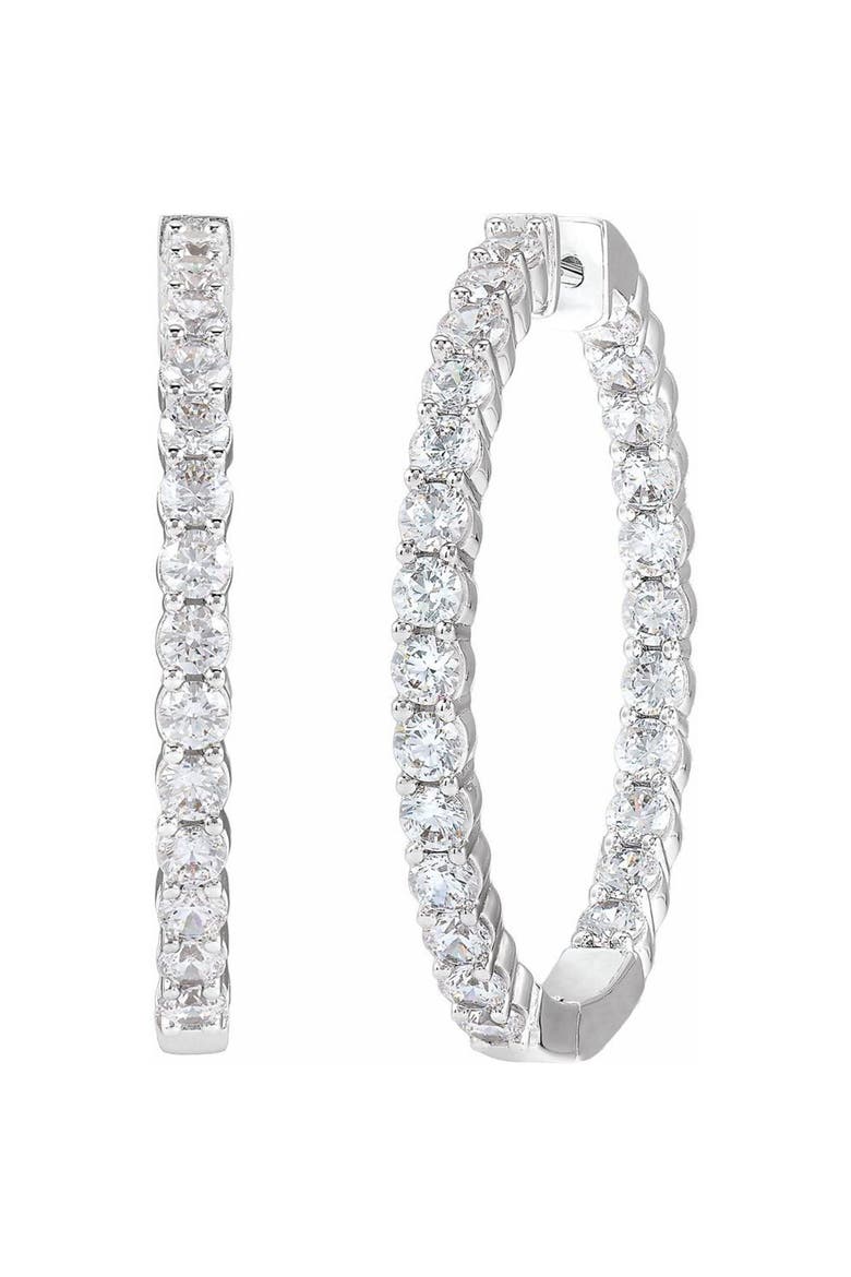 4 CT Lab-Grown Diamond Hoop Earrings in 14K Gold, Main, color, White