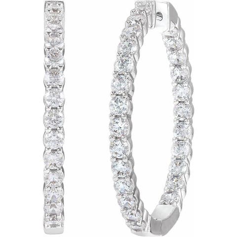 4 CT Lab-Grown Diamond Hoop Earrings in 14K Gold