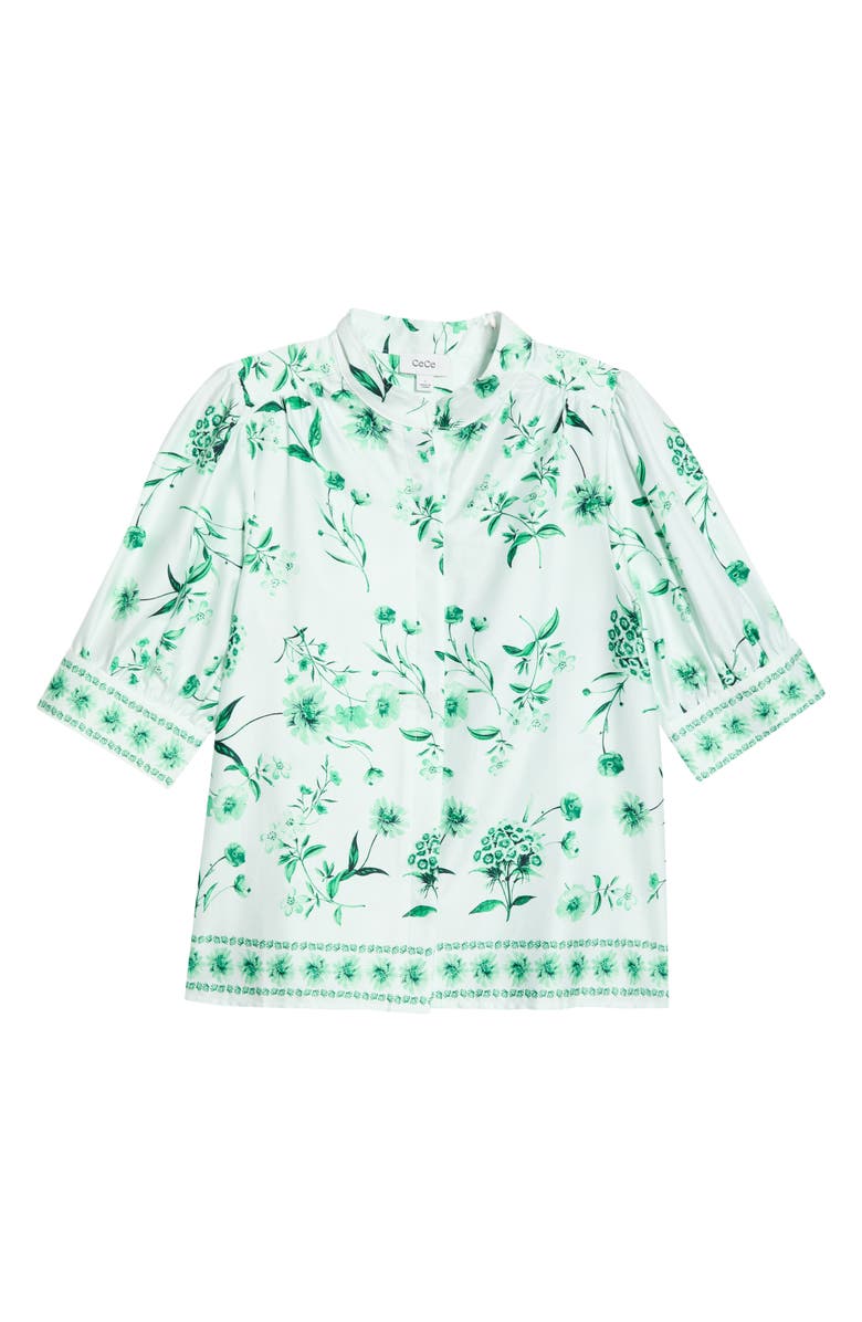 CeCe Floral Button-Up Top, Main, color, Vibrant Kelly