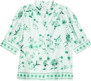 CeCe Floral Button-Up Top