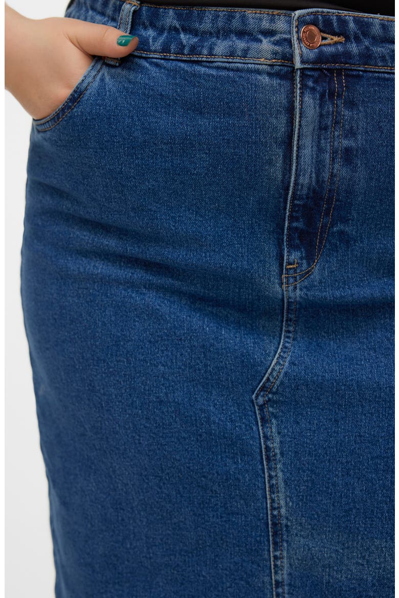 Veri Denim Midi Skirt, Alternate, color, MEDIUM BLUE DENIM