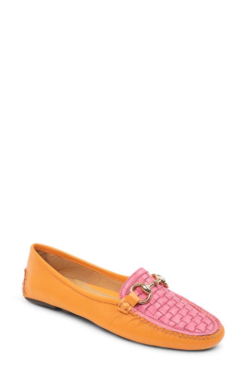 Shop Patricia Green Kim Horsebit Woven Loafer In Orange/hot Pink Leather