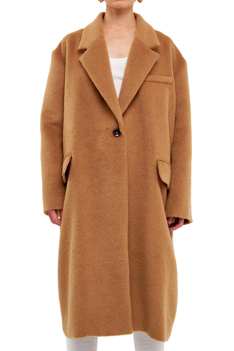 Oversize Brushed Coat, Alternate, color, CAMEL