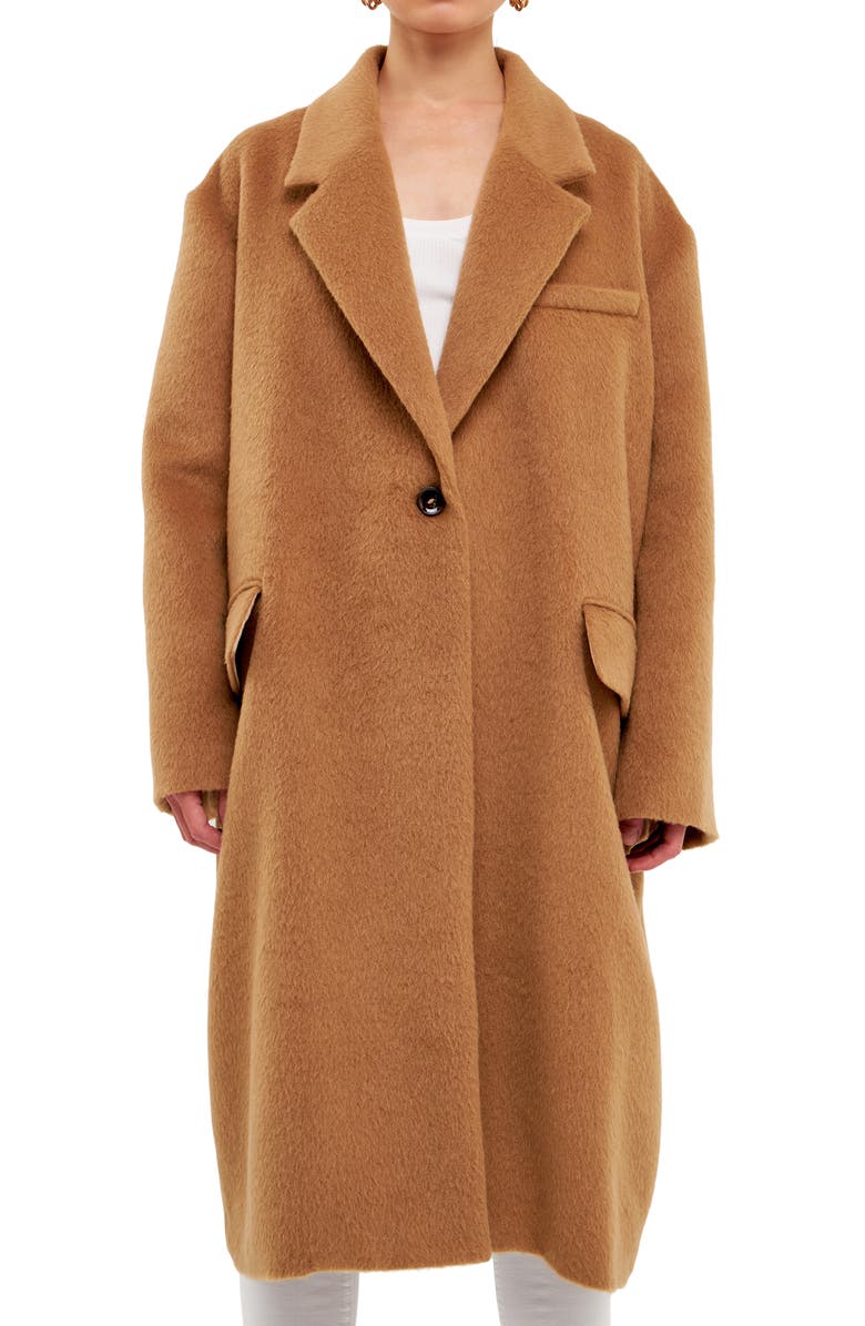 Endless Rose Oversize Brushed Coat, Alternate, color, Camel