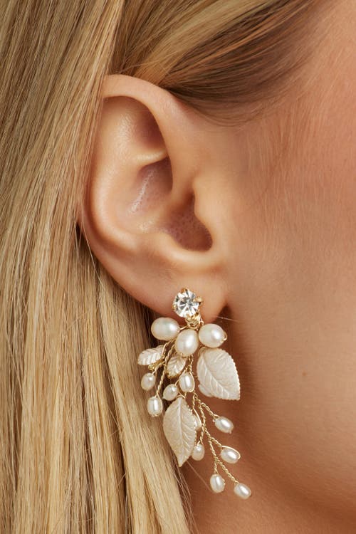 Untamed Petals Ryann Freshwater Pearl Drop Earrings In Gold