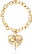 Juicy Couture Heart Bow Drop Bracelet, Gold-Tone Pavé
