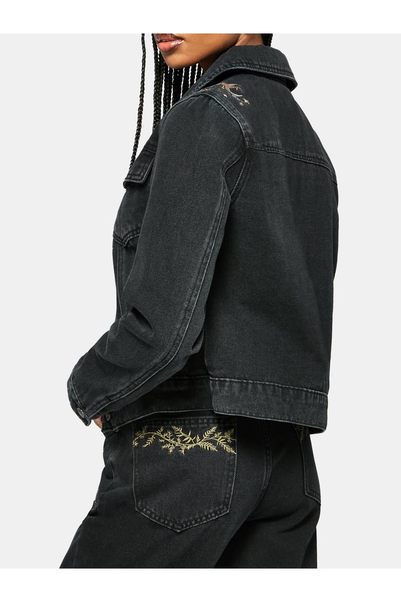 Abellona Embroidered Denim Jacket, Alternate, color, Black
