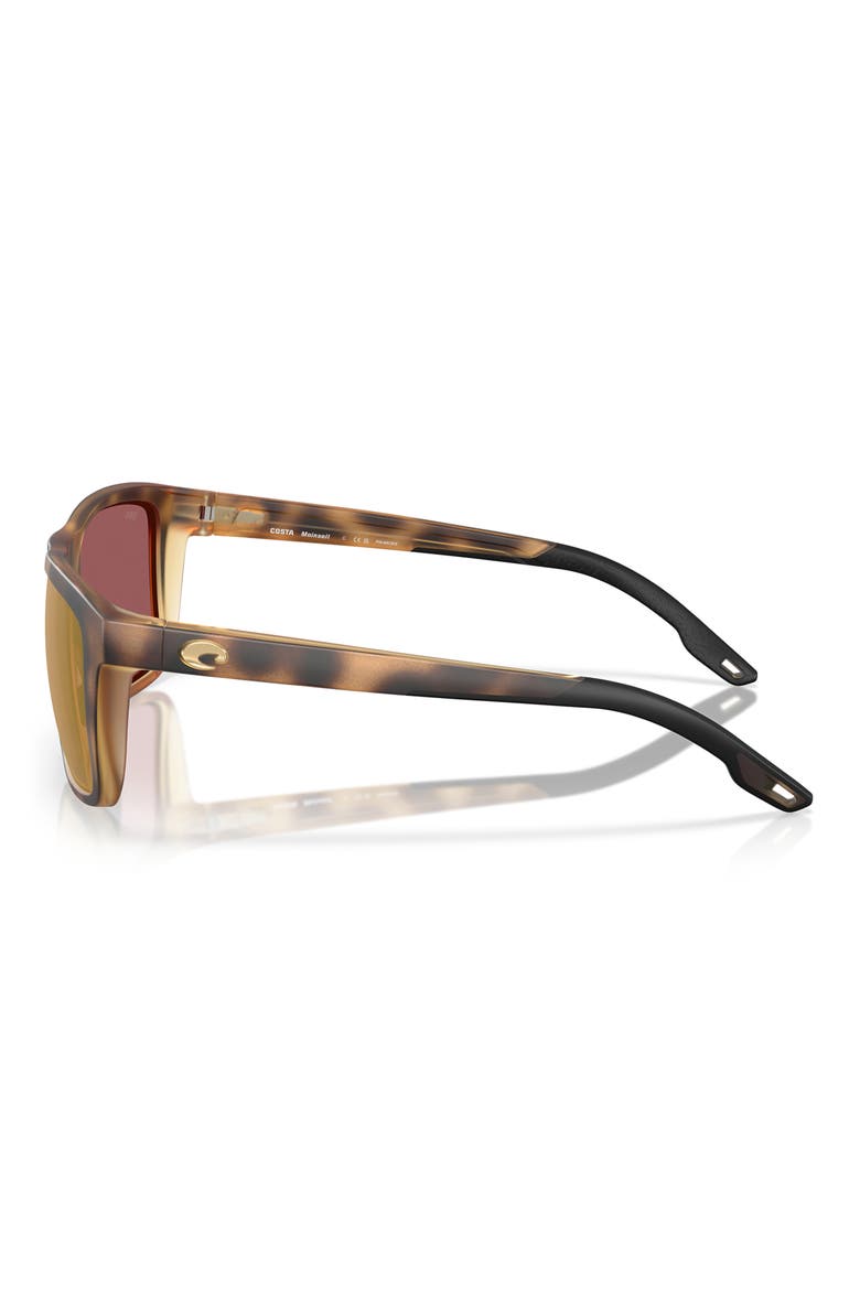 Mainsail 55mm Mirrored Polarized Rectangular Sunglasses, Alternate, color, MATTE TORTOISE/ GOLD 580G