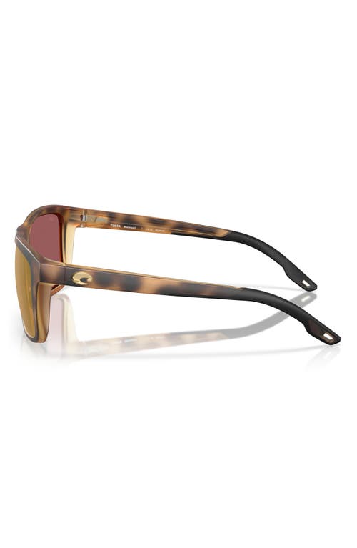 Costa Del Mar Mainsail 55mm Mirrored Polarized Rectangular Sunglasses In Matte Tortoise/gold 580g
