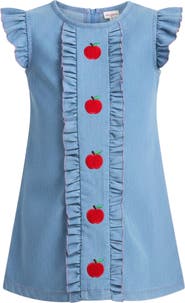Mia Belle Girls A is For Apple Denim Dress