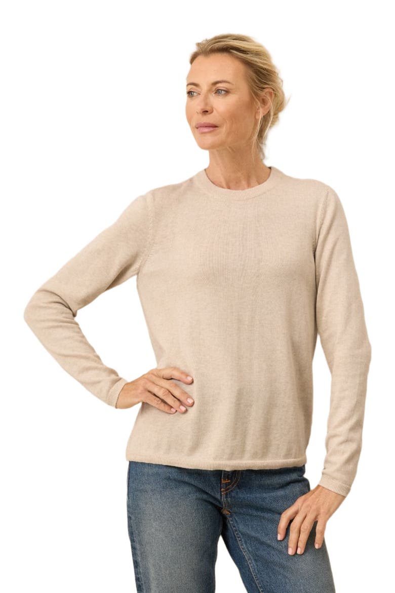 Organic Cotton Classic Fine Knit Crew Sweater, Alternate, color, Sandshell Heather