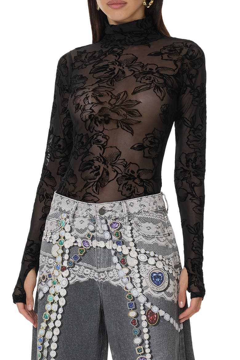 Zadie Mock Neck Top, Main, color, LINEWORK ROSE