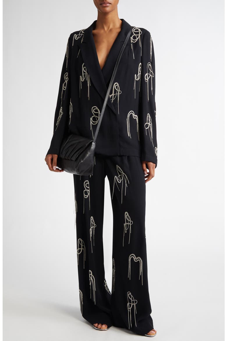 Porter Embellished Wide Leg Pants, Alternate, color, BLACK