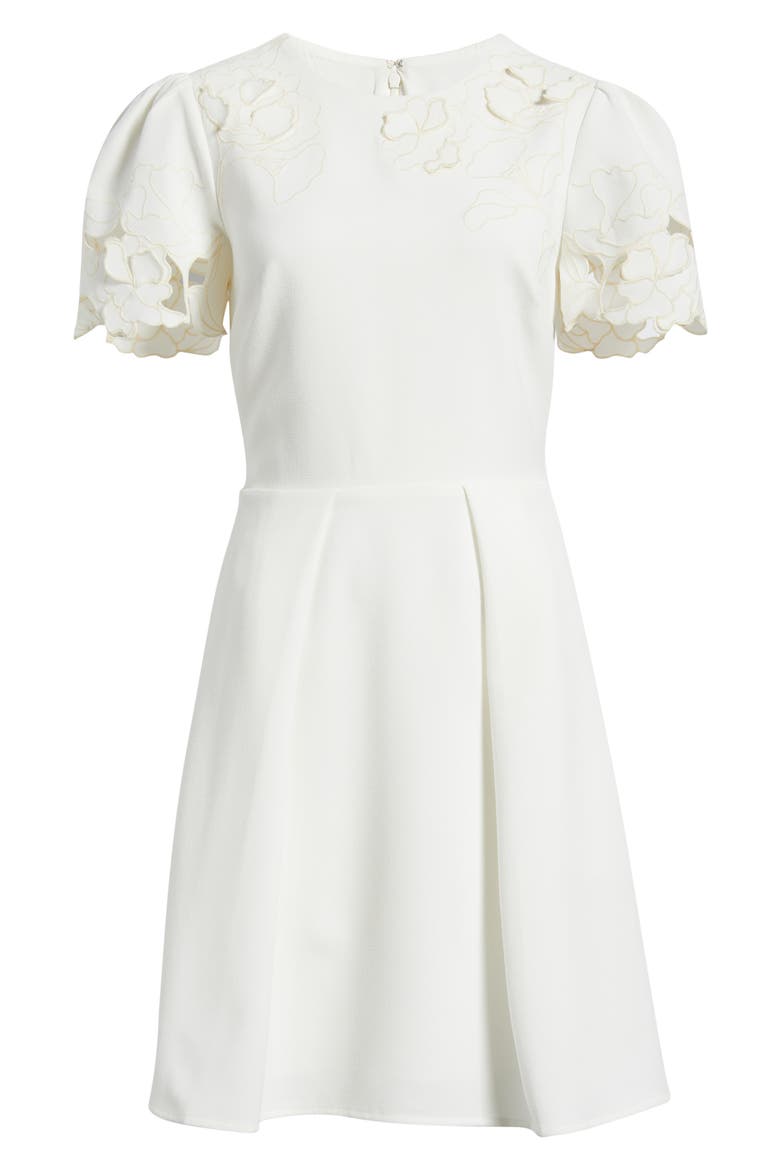 Floral Cutwork Crepe Dress, Alternate, color, IVORY