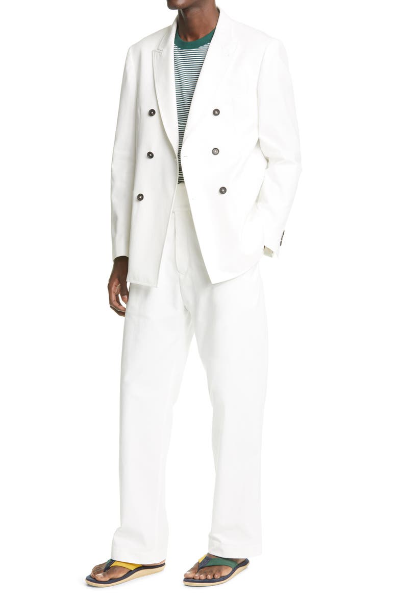 Double Breasted White Cotton Sport Coat (Nordstrom Exclusive), Alternate, color, WHITE