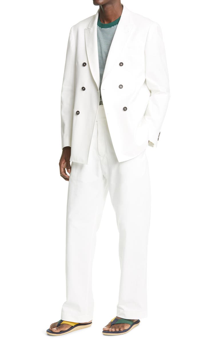 Noah Double Breasted White Cotton Sport Coat, Alternate, color, 