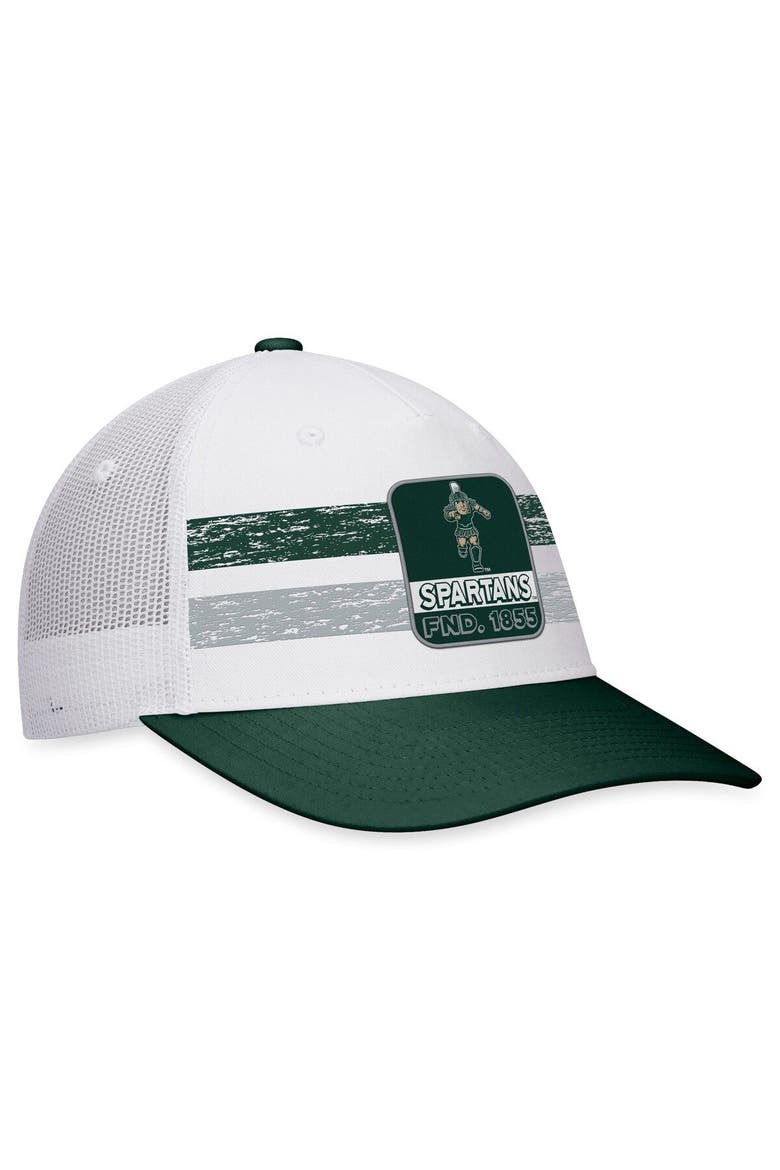 Men's Top of the World White/Green Michigan State Spartans Retro Fade Snapback Hat, Alternate, color, White