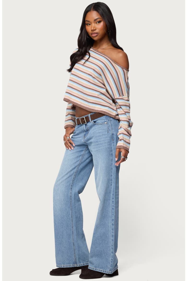 Alexis Stripe Off the Shoulder Long Sleeve Top, Alternate, color, MIX