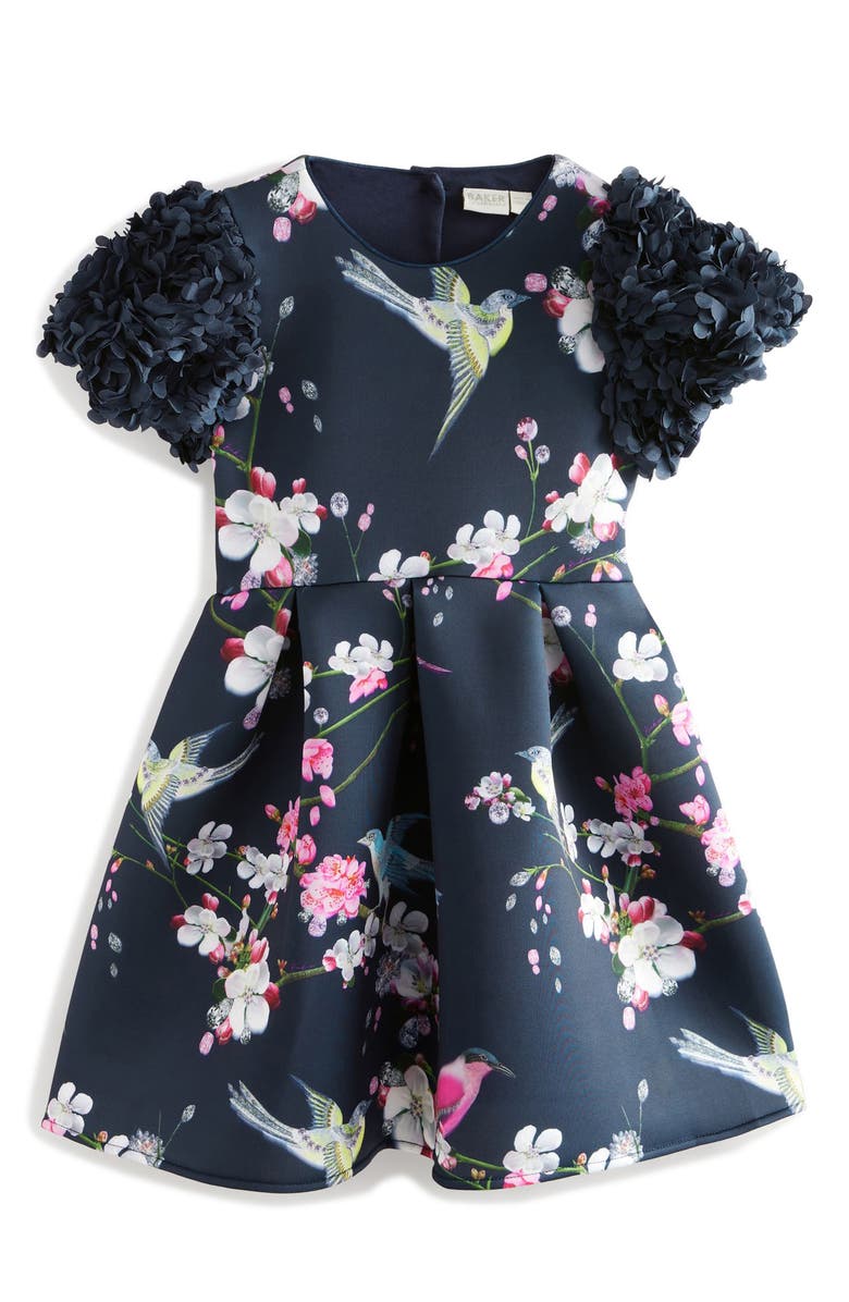 Baker by Ted Baker Kids' Printed Appliqué Scuba Party Dress, Main, color,