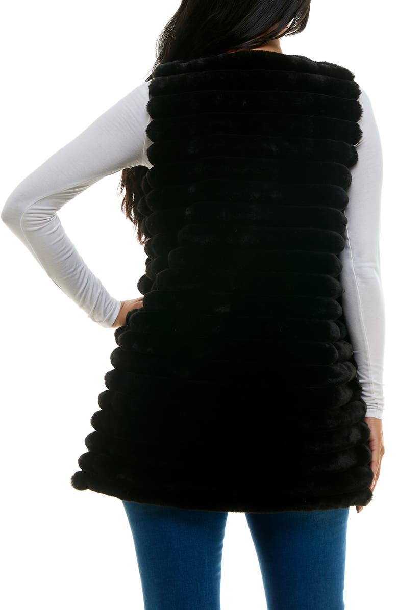 Nina Leonard Horizontal Stripe Faux Fur Vest | Nordstromrack