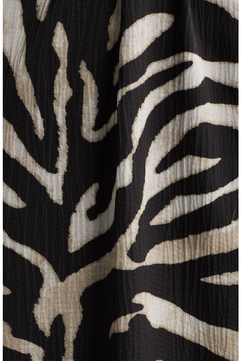 Zebra Print Long Sleeve Midi Shirtdress, Alternate, color, BLACK MULTI
