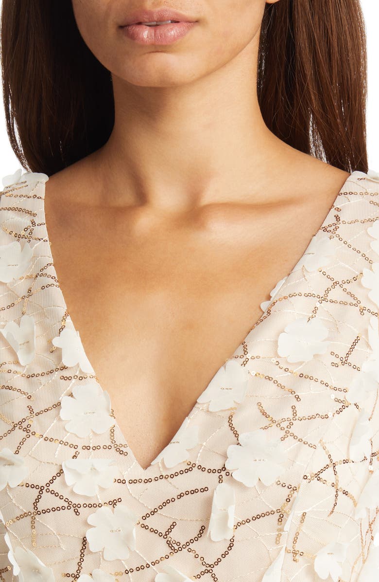 Eliza J Social 3D Flower Sequin A-Line Dress, Alternate, color, Chp