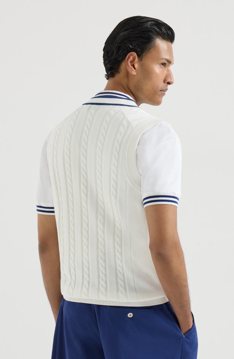 Brunello Cucinelli Cotton knit vest, Alternate, color, Panama