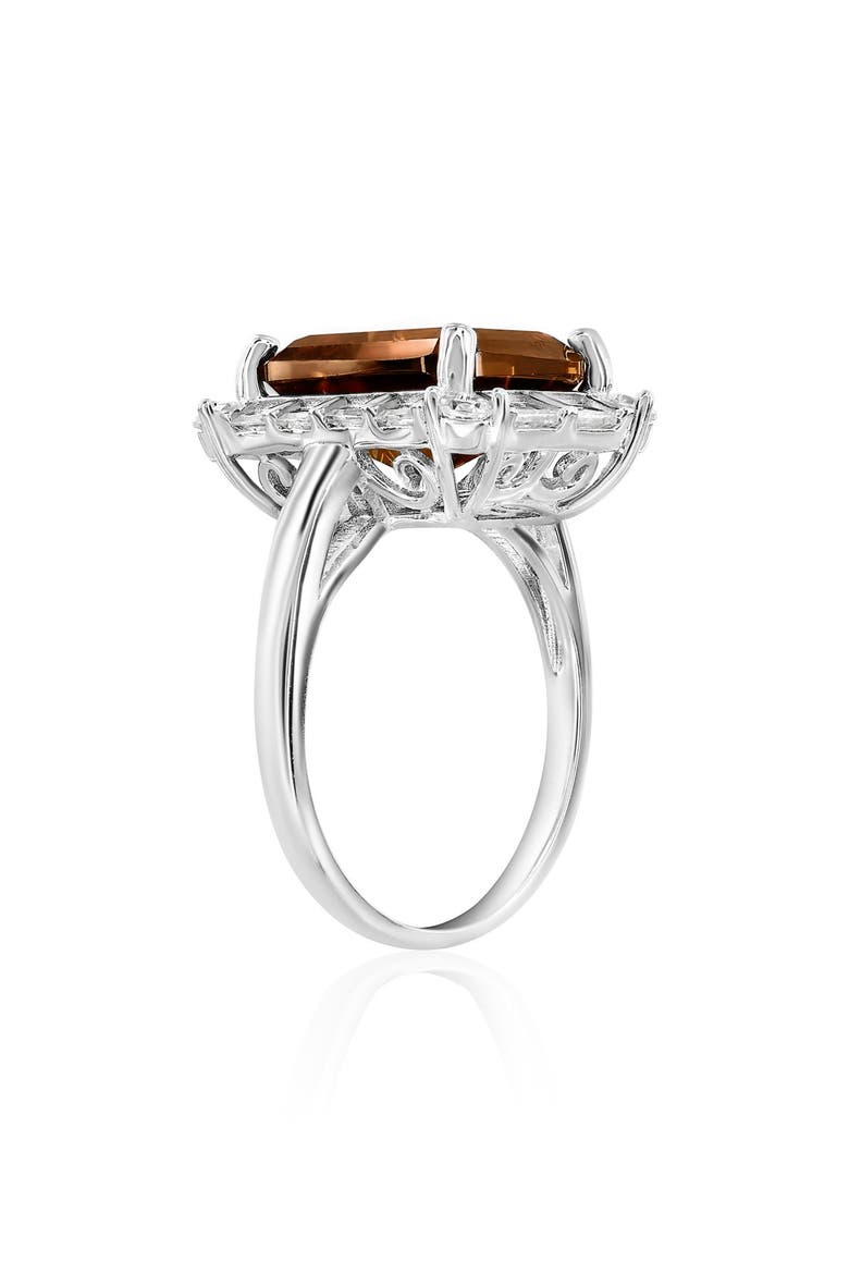 Brown & White Cubic Zirconia Engagement Ring, Alternate, color, BROWN
