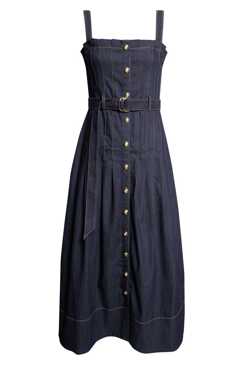 Branwen Denim A-Line Dress, Alternate, color, INDIGO