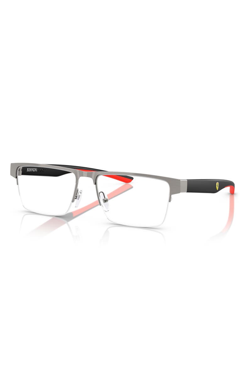 Scuderia Ferrari 55mm Rectangular Optical Glasses, Alternate, color, Gunmetal