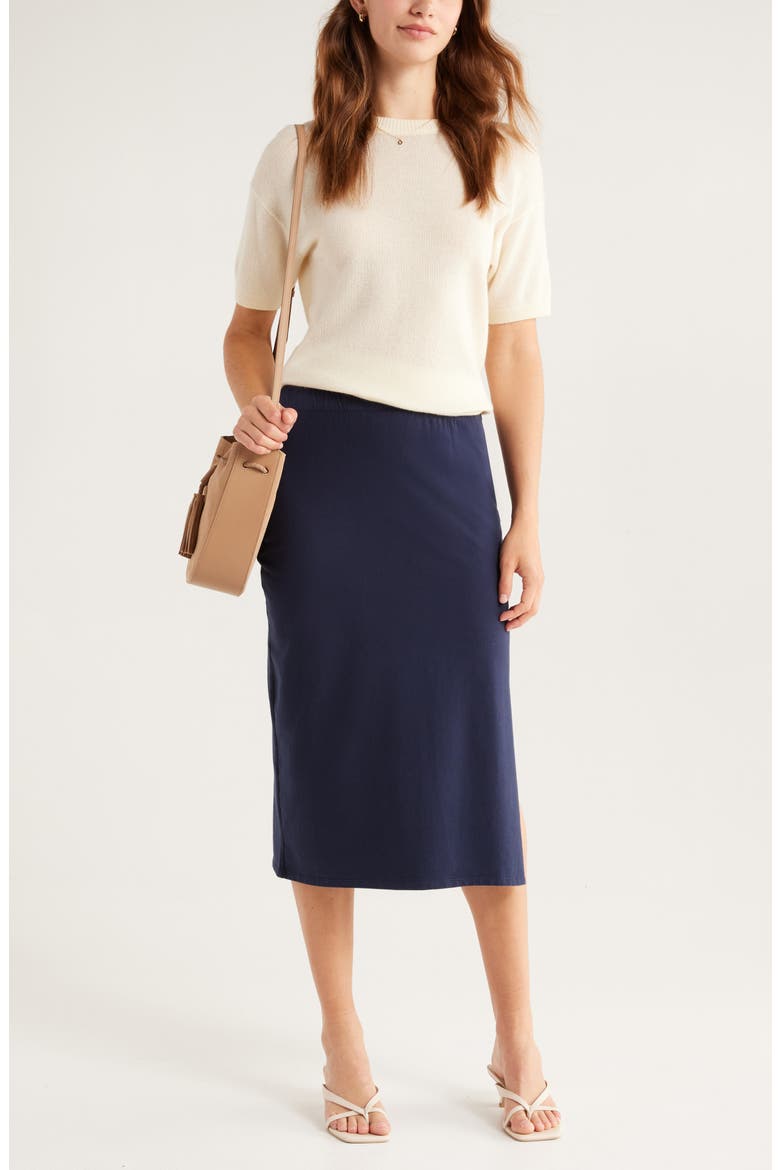 Knit Pencil Skirt, Alternate, color, NAVY BLAZER