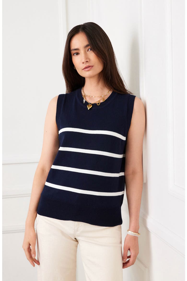 Stripe Sweater Vest, Alternate, color, NAVY OFF WHITE
