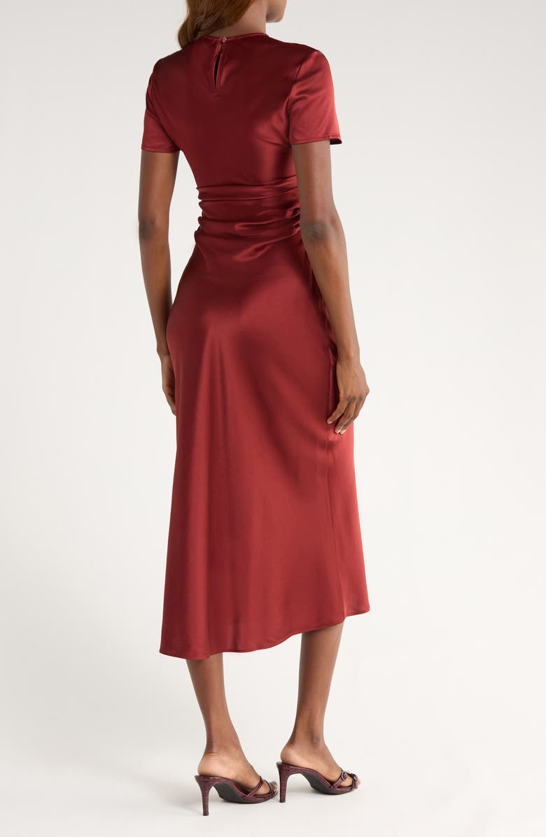 STAUD Marcel Stretch Silk Midi Dress, Alternate, color, Sangria