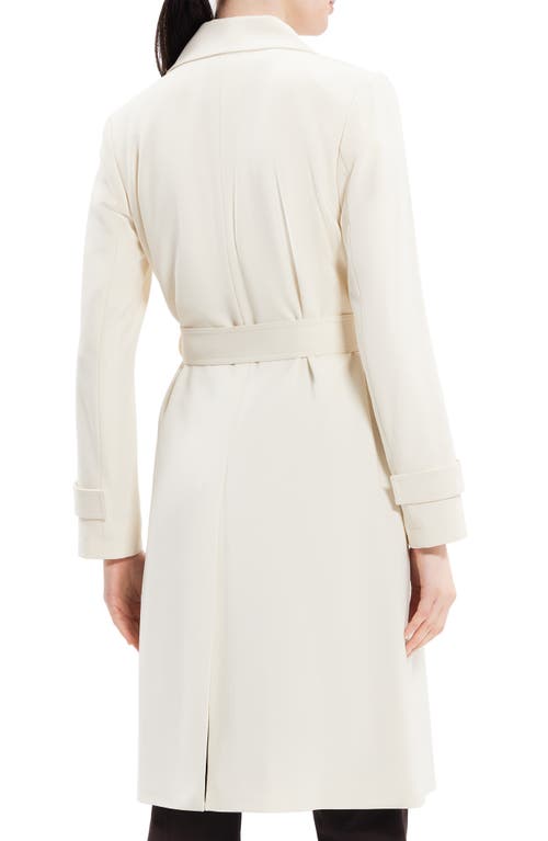 Theory Oaklane Admiral Crepe Trench Coat In Rice