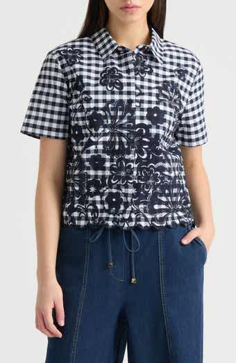 NVLT Floral Gingham Cotton Poplin Button-Up Shirt