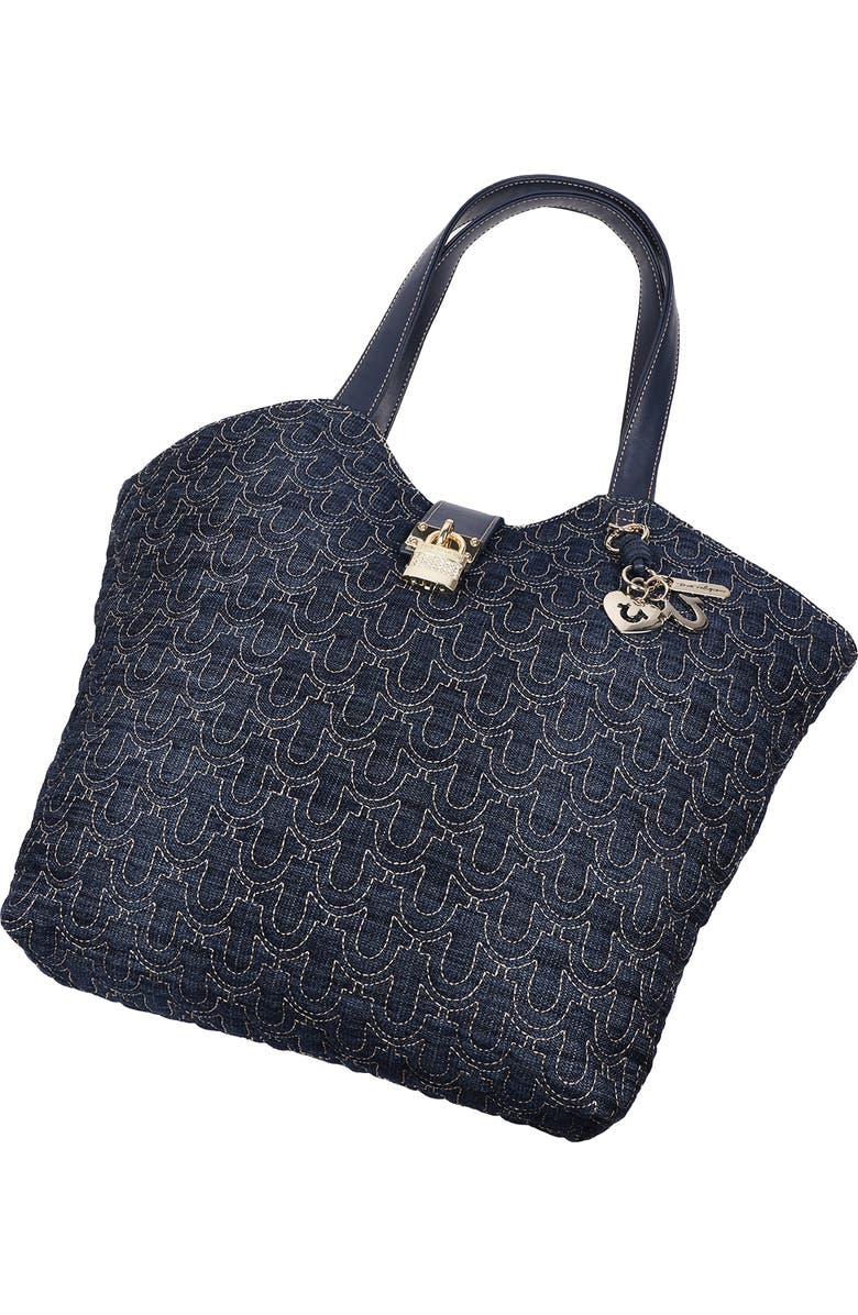 True Religion Horseshoe Charm Denim Tote, Alternate, color, Dark Denim