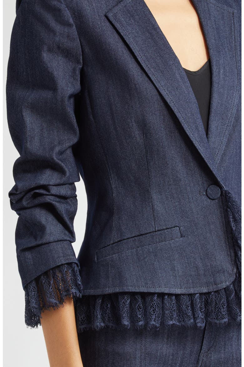 Le Petit Roxie Lace Trim Denim Blazer, Alternate, color, INDIGO