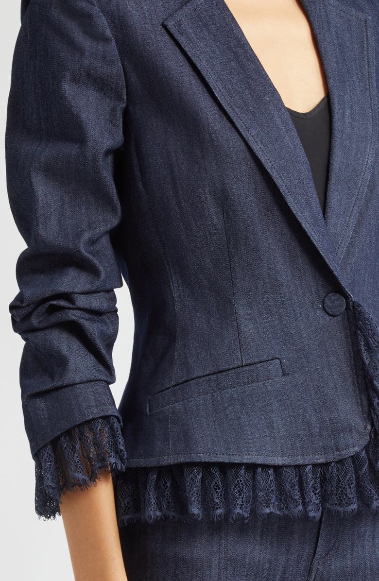 Cinq à Sept Le Petit Roxie Lace Trim Denim Blazer, Alternate, color,