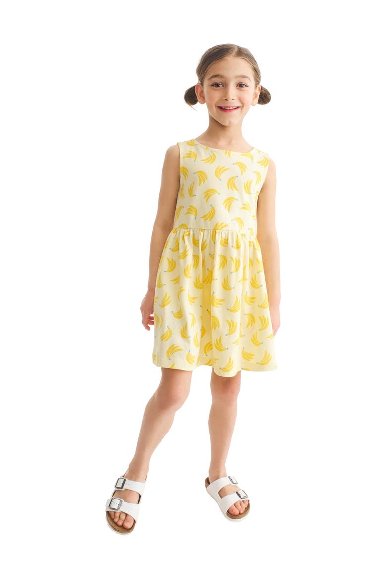 Kids Recess Dress In Seasonal Prints, Alternate, color, Light Banana Bananas