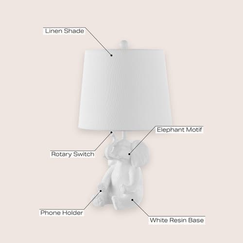 Jonathan Y Kairi Modern Shabby Chic Resin/iron Happy Elephant Led Kids' Table Lamp With Phone Stand In White