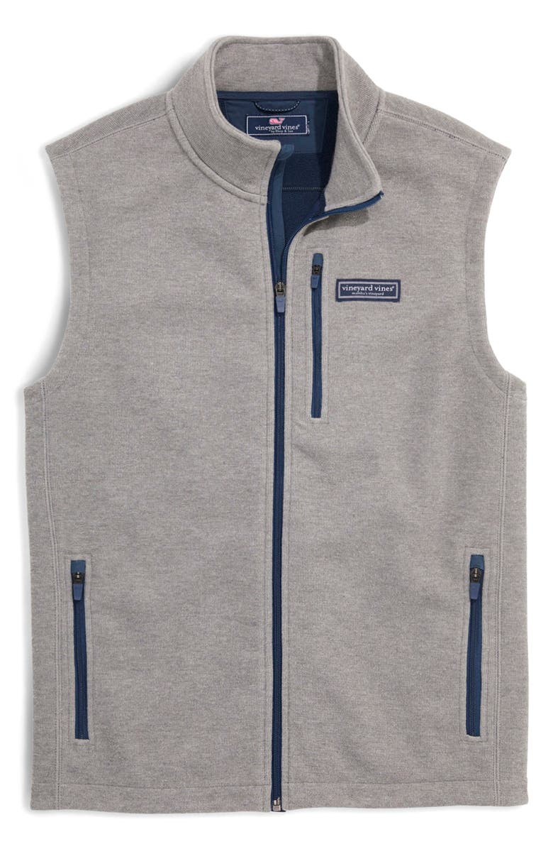 vineyard vines Mountain Sweater Fleece Zip-Up Vest, Main, color, Ultimate Gray