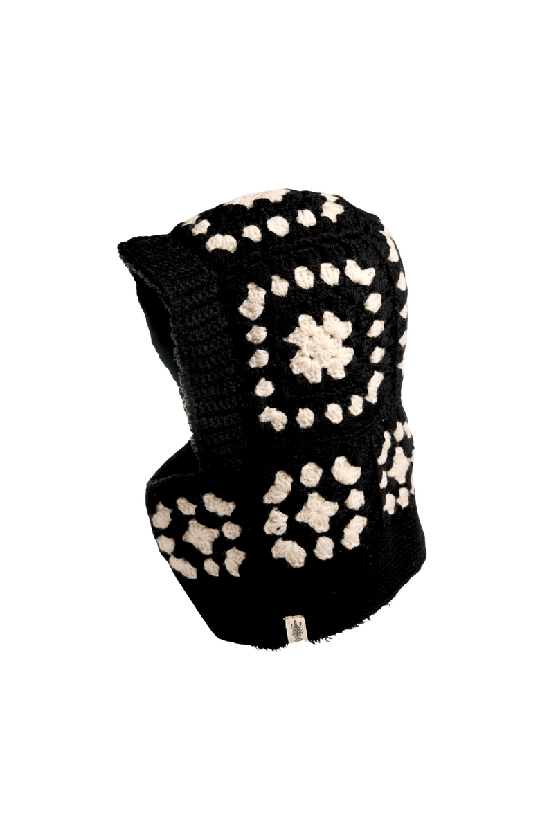 Nirvanna Designs Crochet Patch Hood, Main, color, Black