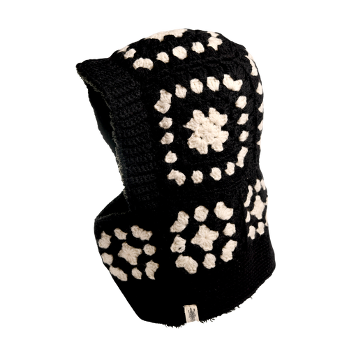 Nirvana Designs Crochet Patch Hood In Black