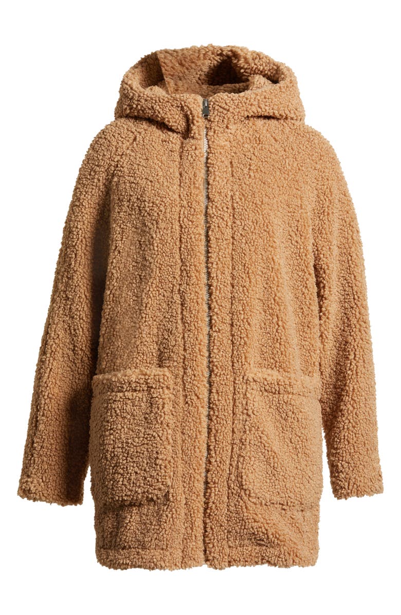 Andrew Marc Seneca Faux Shearling Hooded Jacket, Alternate, color, Camel