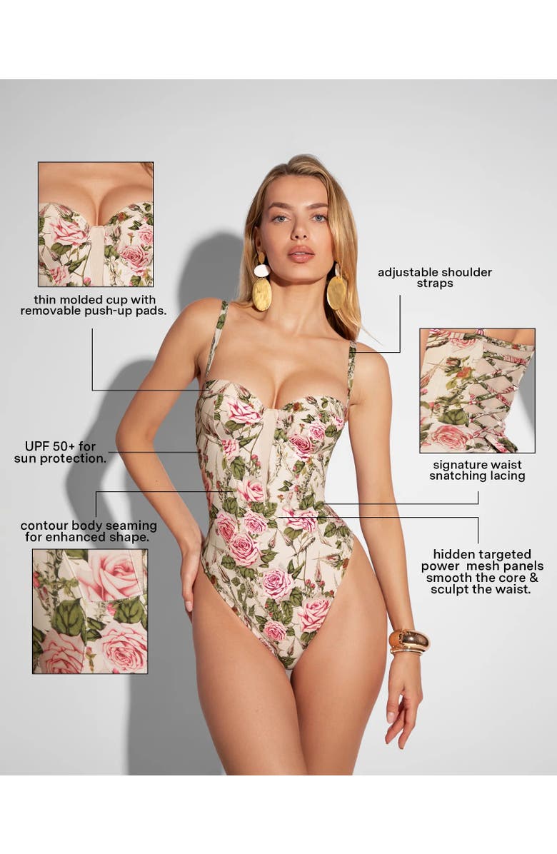 TA3 Mega Sculpting Push-Up Cheeky One-Piece Swimsuit, Alternate, color, Thorny Rose
