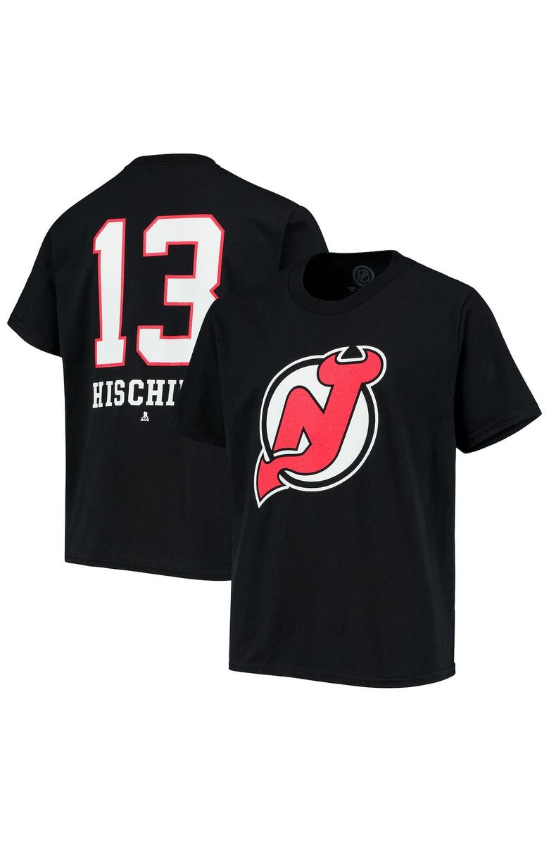 FANATICS Youth Fanatics Branded Nico Hischier Black New Jersey Devils Name & Number T-Shirt, Main, color, 