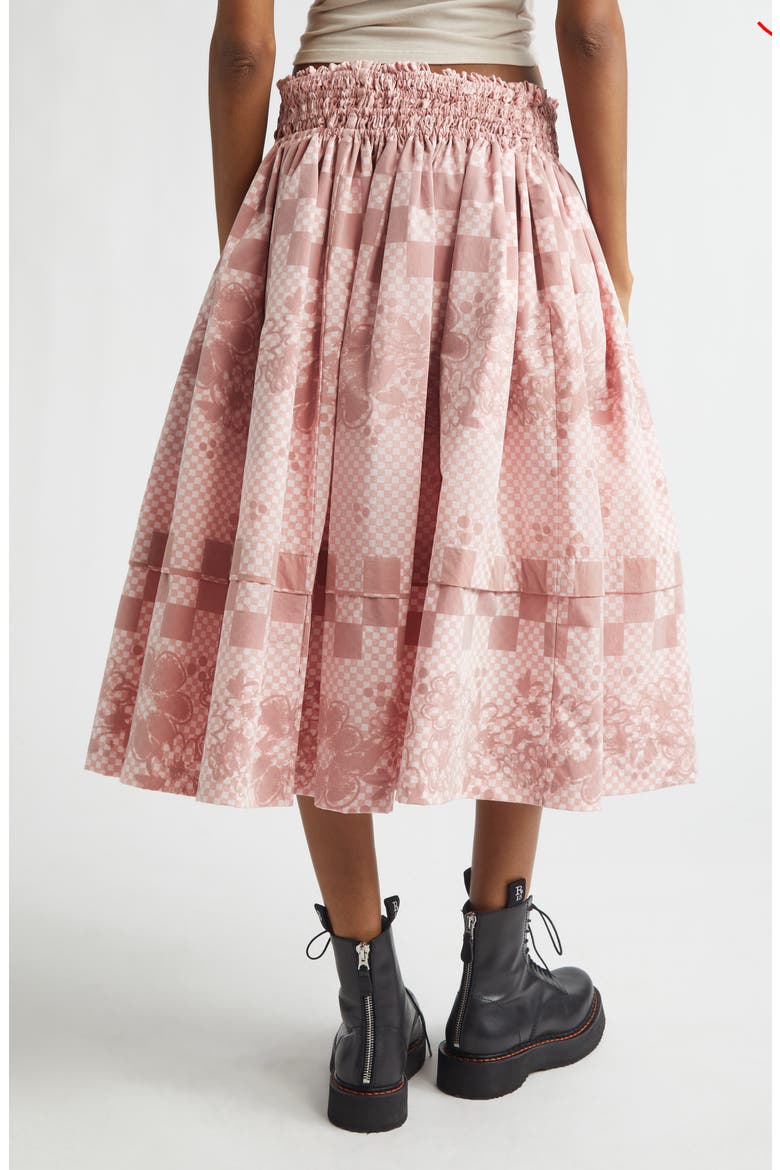 Gathered Track A-Line Skirt, Alternate, color, RED/ WHITE